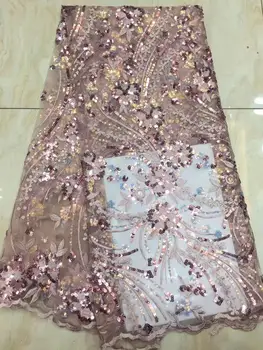 

(5yards/pc) high quality French lace elegant African tulle lace fabric with very beautiful embroidery and sequins