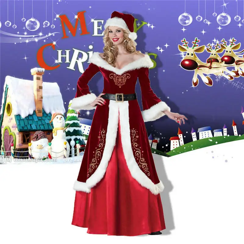 Christmas Dress Large Size Santa Claus Costume Cosplay Men Women Dress Christmas Men Women Cosplay Suit