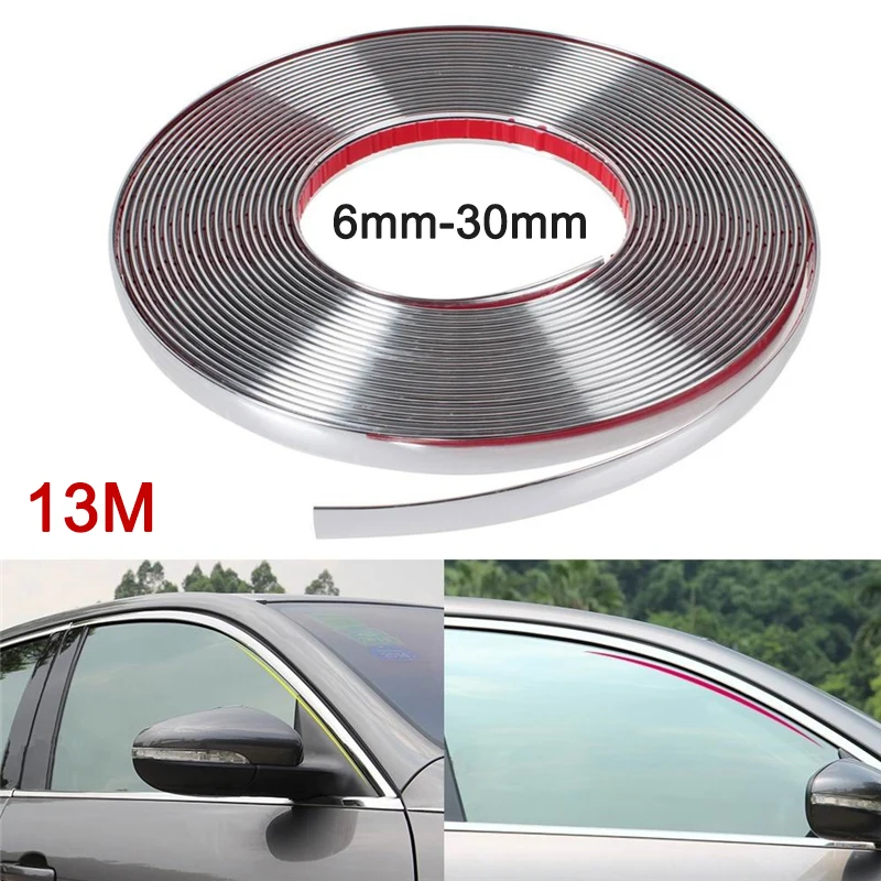 Silver Trim 8mm*5m Chrome Car Styling Moulding Strip Trim Self Adhesive Chrome Trim Edging