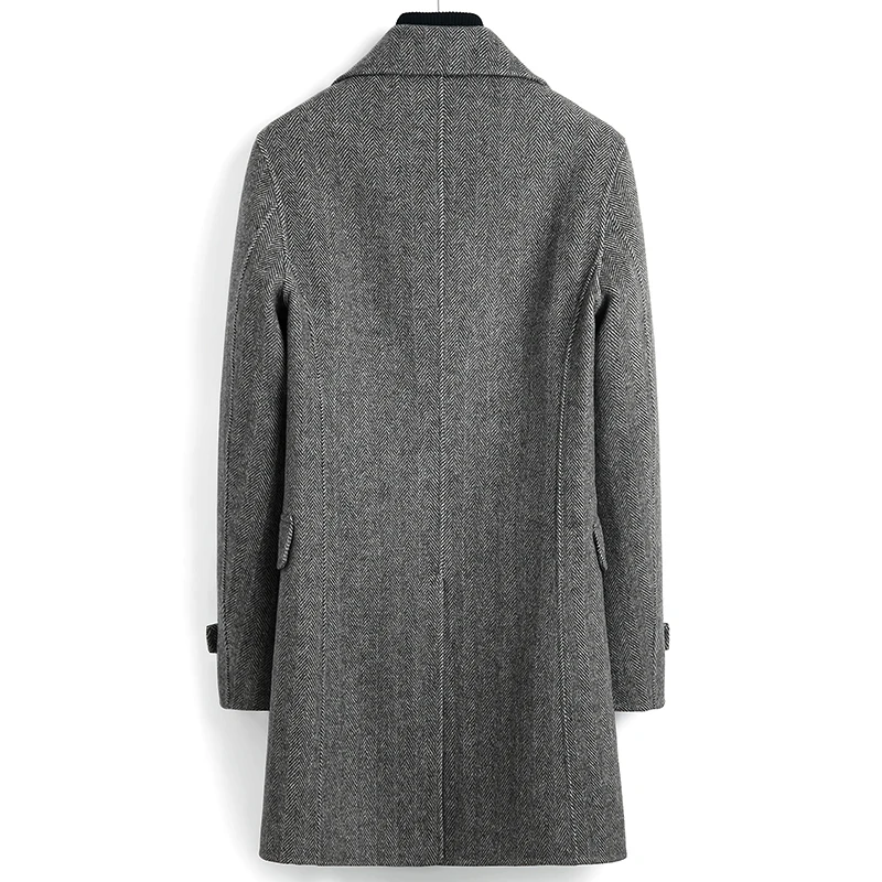100% Wool Coat Long Jacket Men Spring Autumn Double Breasted Mens Coats and Jackets Abrigo Hombre 2020 9910 KJ4296