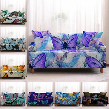 

All-inclusive Sofa Cover Butterfly Printed Elastic Cover Stretch Sofa Slipcover Couch Cover Sofa Covers 1/2/3/4 Seat
