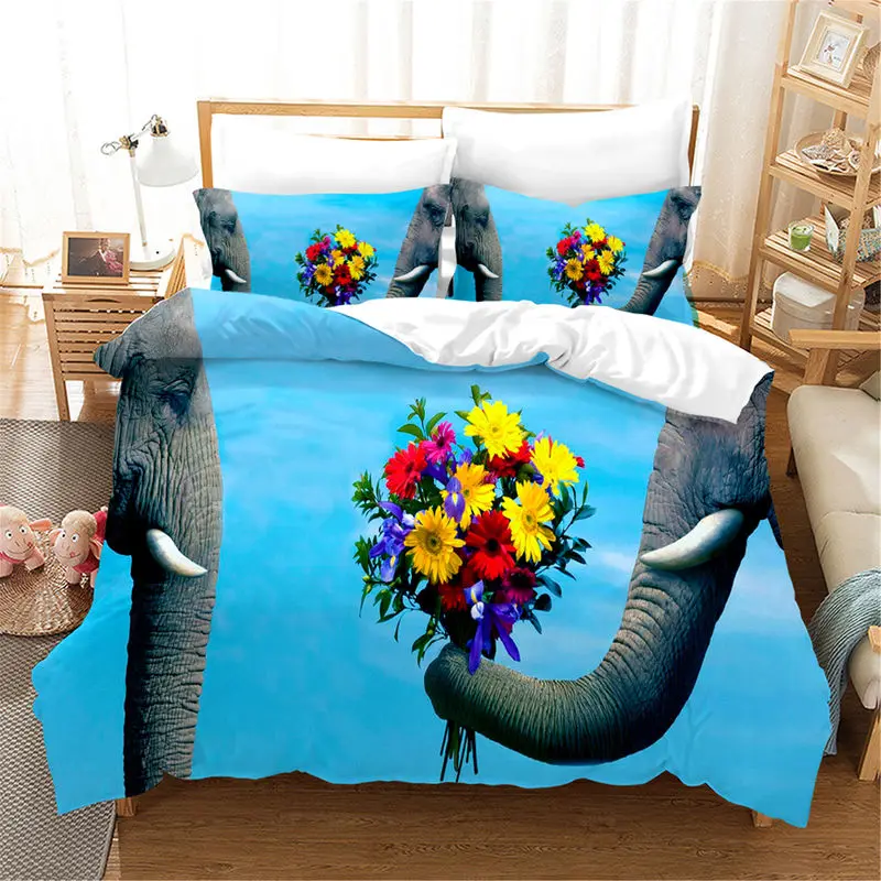 Fanaijia 3D комплект постельного белья с изображением слона, Королевский размер, роскошный набор пододеяльников для пуховых одеял в стиле бохо с изображением животных, комплект постельного белья с наволочкой, домашний текстиль