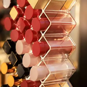 

16 Grid Lipstick Storage Box Cosmetic Storage Organizer Fish Lipstick Rack Large Display Type Transparent Acrylic Stackable G0P8
