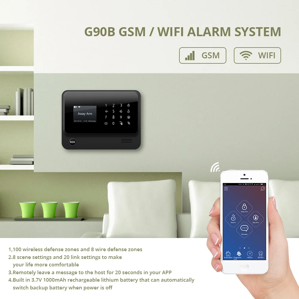 G90B PLUS 2.4G Wifi GSM GPRS SMS Alarm System APP Remote Control Smart Socket Home Security Intelligent Systems