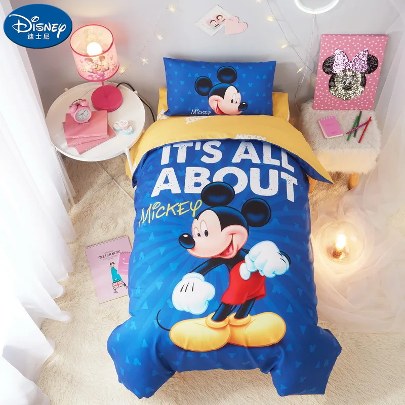 Disney Минни Маус детские наборы постельных принадлежностей Мягкая кроватка хлопок Микки Маус кровать набор пододеяльник наволочка, Чехол на подушку пододеяльник