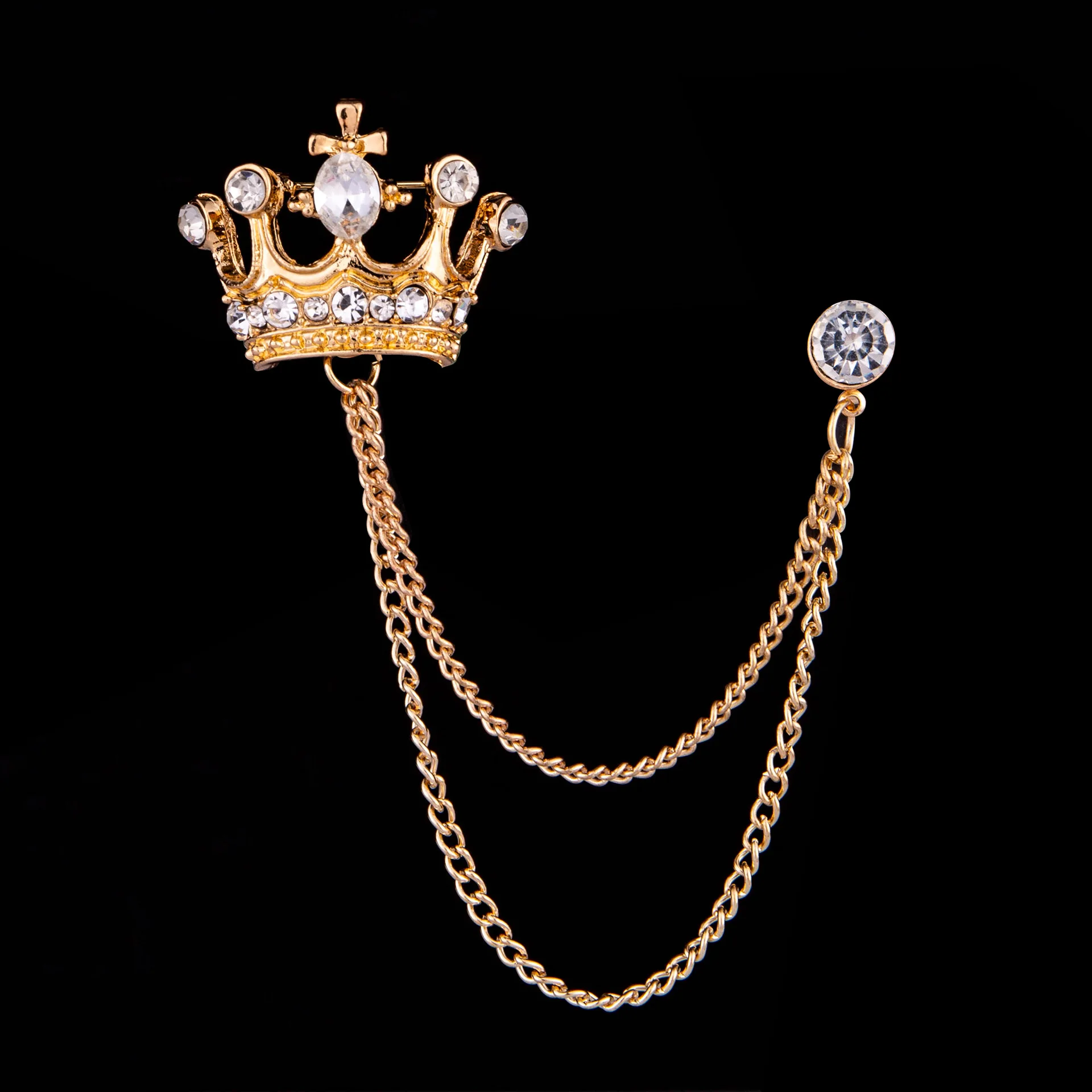 Высококачественная Ретро Мужская брошь с кисточкой винтажный британский стиль булавка Кристалл значок с изображением короны корсаж брошь для костюма воротник аксессуары