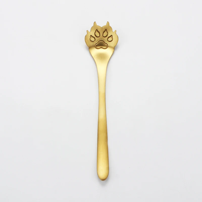 Gold Dog Spoon Мини-ложки из нержавеющей стали с когтями из мультфильма для кофе, чая, для десертного напитка, ложка для молочного коктейля, набор посуды, кухонные принадлежности - Цвет: Gold Dog Spoon