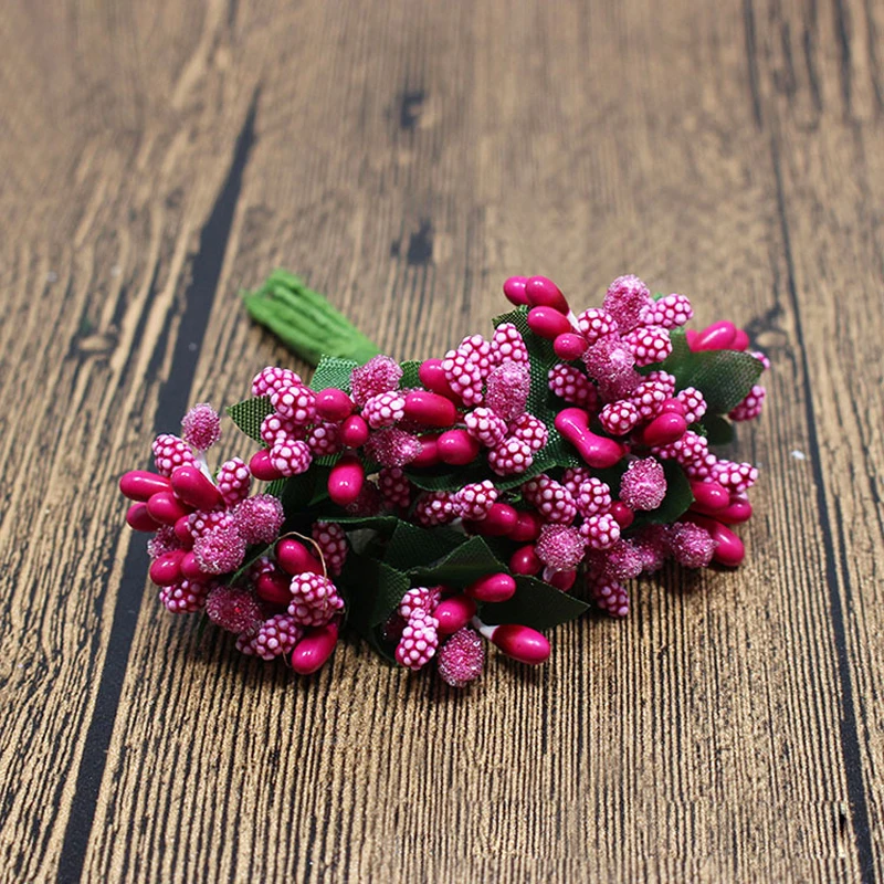 D-5-12PCS Красное золото Пена ягоды букет Искусственные фрукты, цветы, растения Свадебный венок Скрапбукинг Diy осенний домашний декор "сделай сам" - Цвет: D-5-12PCS