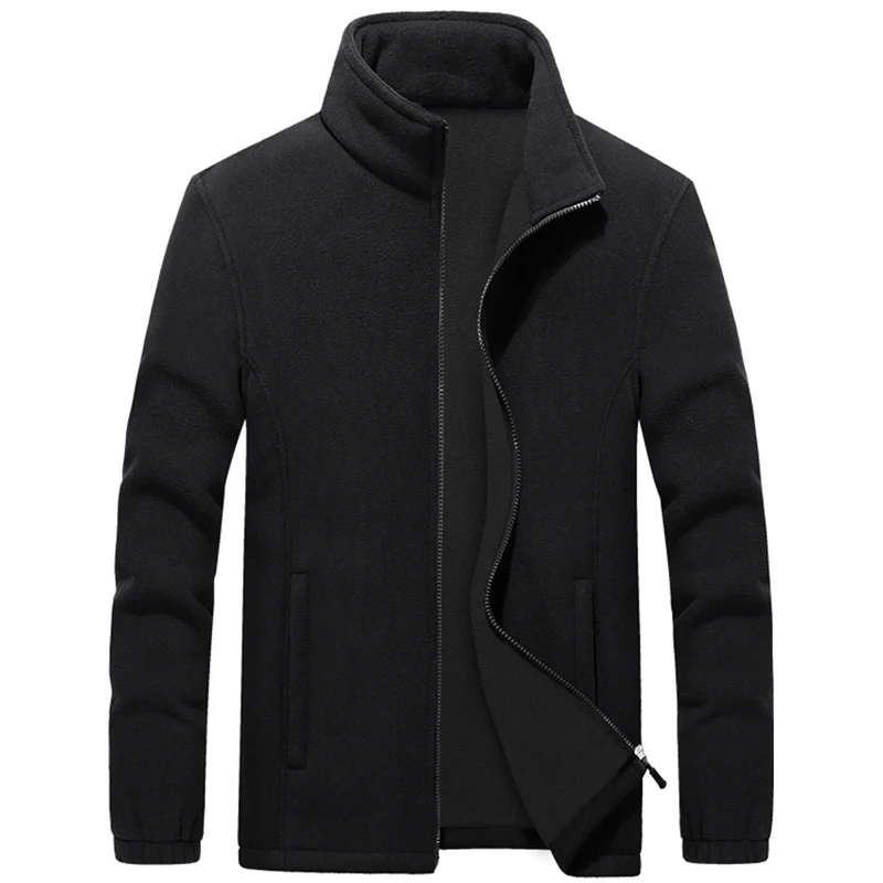 black Большие размеры 7XL 8XL 9XL мужские флисовые куртки из флиса Мужская теплая толстовка термопальто ветровка Спортивная брендовая одежда - Цвет: black