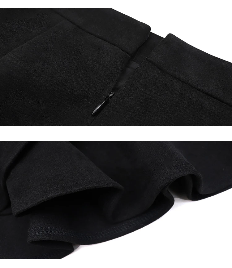Skirt women autumn and winter high waist woolen skirt fashion casual fishtail skirt solid slim irregular ruffled midi skirt