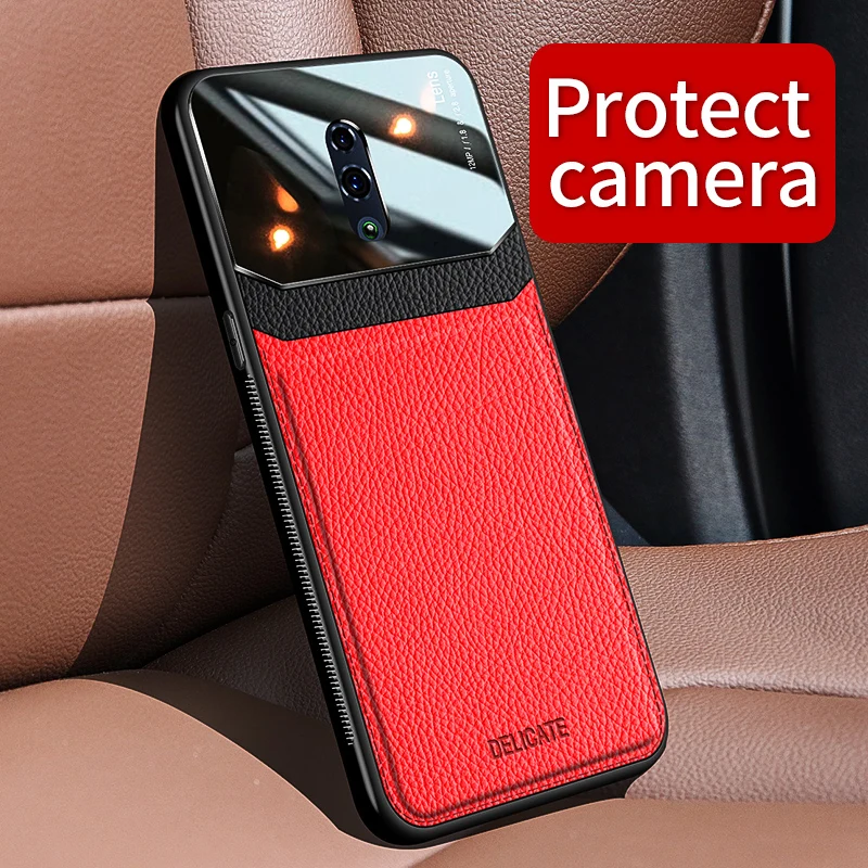 

Armor Phone Case For OPPO Reno 2Z Luxury Fashion Matte Leather TPU Grain Cases For Reno2 Z Silicone Plexiglass Back Cover Fundas