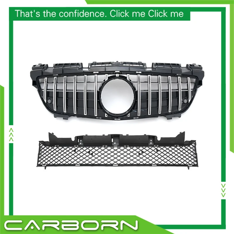

For Mercedes Benz SLK-Class SLK 250 350 200 R172 Grill 2011-2015 GT Style Front Bumper Racing Grille Upper & Lower 2 Pieces