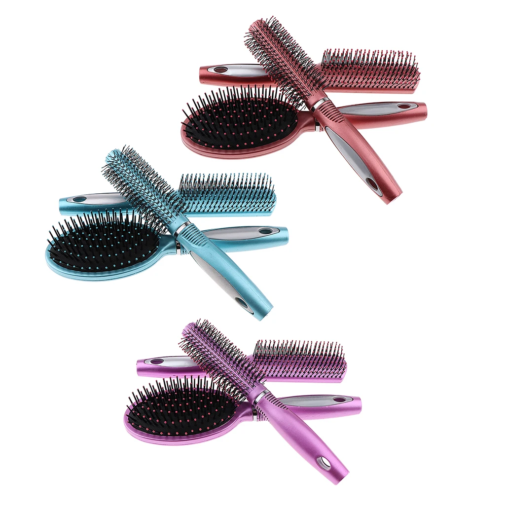 Stylish 3Pcs 3 types Dense Hairbrush Set Portable for Detangling Styling hair and Scalp Massage, Great for Extensions and Wigs