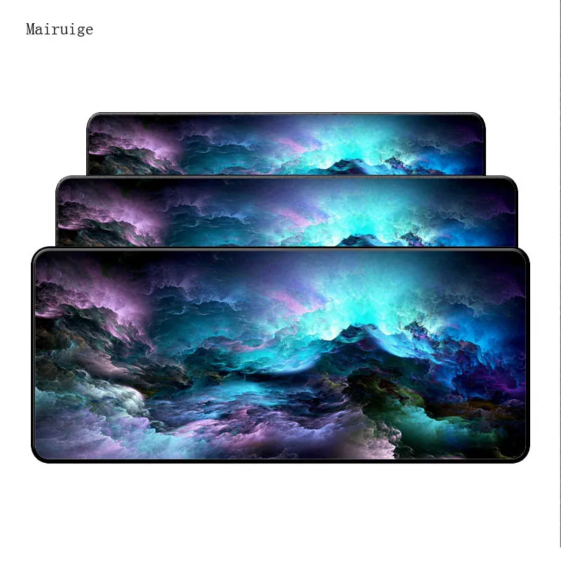  Large Gaming Mouse pad Blue Purple Cloud Space Waterproof Extended Lock Edge Computer Desk Notbook 