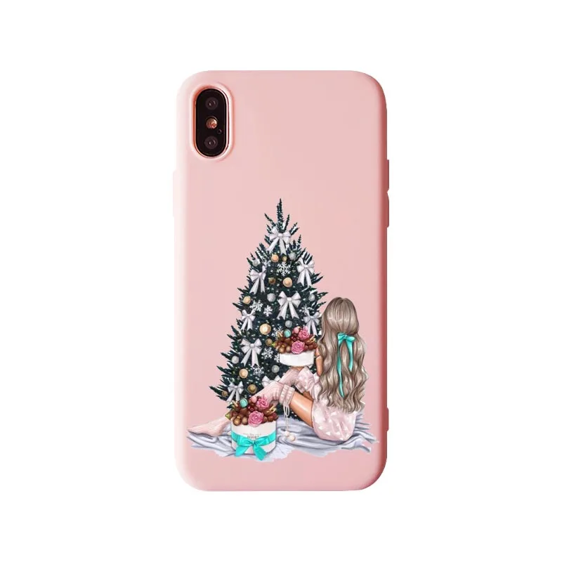 TPU Vogue чехол для девушек для iPhone 11Pro Max XS MAX XR Merry Christmas new year elk розовый мягкий Рождественский подарок девочка телефон чехол для iPhone SE 6 6S Plus 7 8 Plus - Цвет: TPU