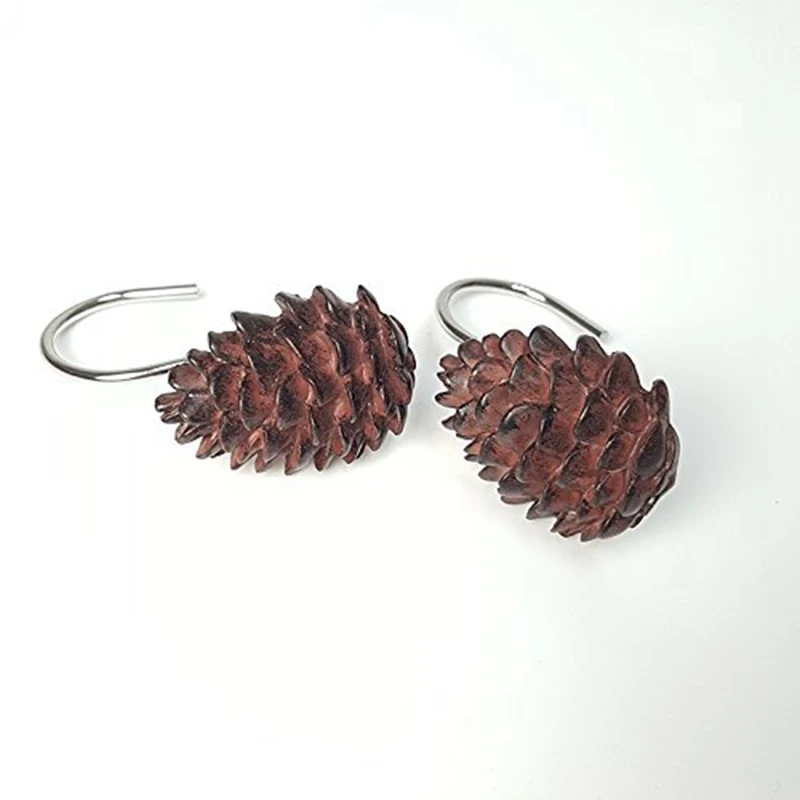 Крючки для душевой занавески Pinecone, набор колец для ванной комнаты, потолочные вешалки, стойкие к ржавчине хромированные крючки, отличные домашние украшения для гостиницы