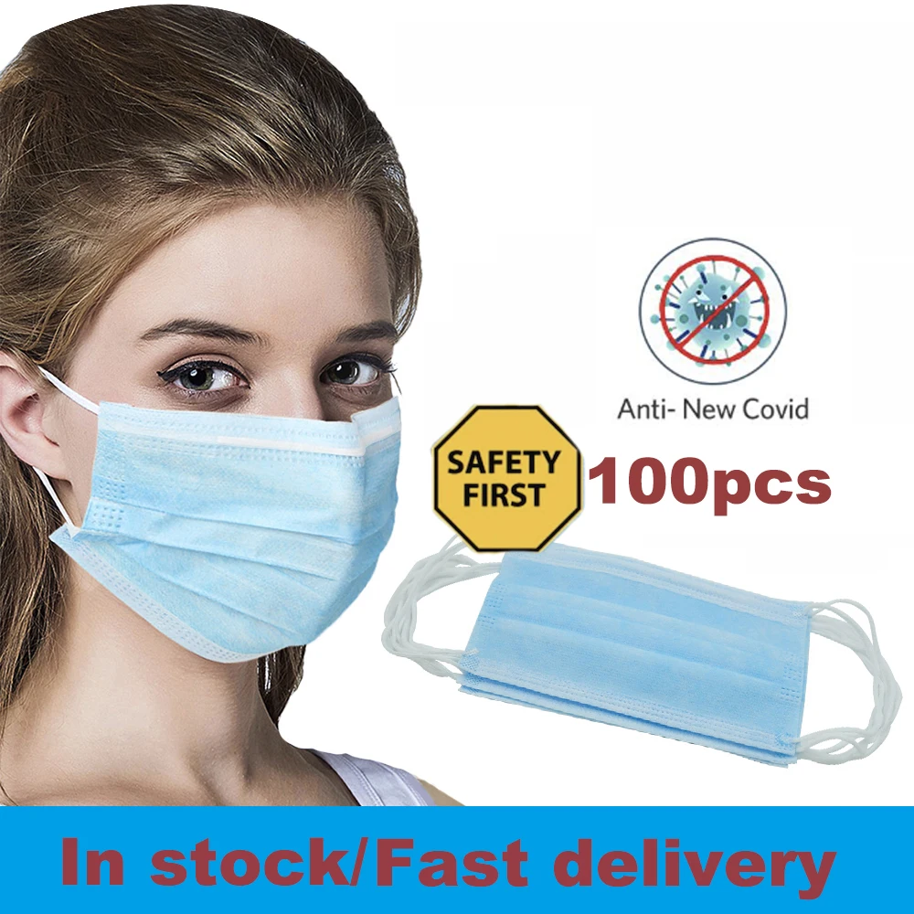 

100Pcs virus mask coronavirus Disposable Dustproof Surgical Face Mouth Masks Anti PM2.5Anti Influenza Safety Masks Face Care