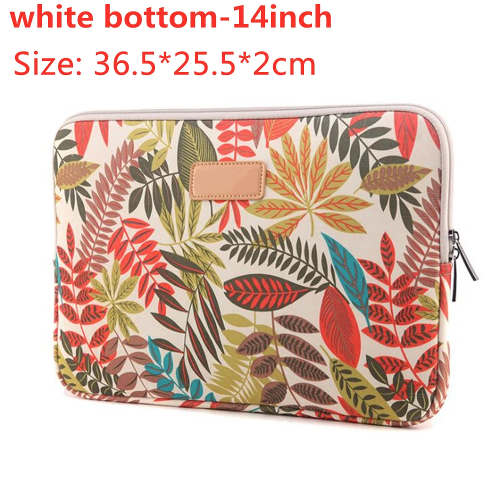 white bottom-14inch Красочный лист сумка для ноутбука 13 14 15 дюймов Чехол для ноутбука для Apple iPad Tablet - Цвет: white bottom-14inch