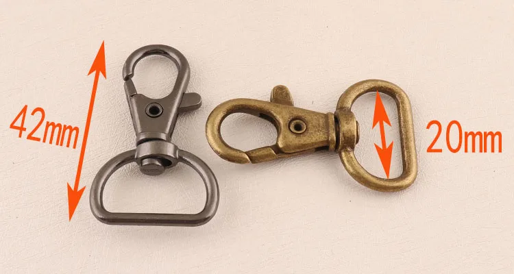 Металлический Поворотный Trigger карабины зажим 20 мм пистолет с черным/розовое золото/античная бронза крюк с защелкой для DIY аксессуары брелок Запчасти