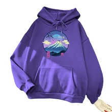 Hoodies de moda de rua do punk dos homens com capuz de harajuku quente do pulôver do homem da paisagem do japão