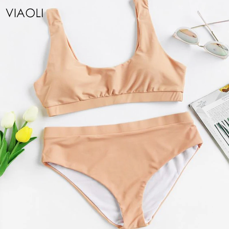 Swimming Suit 2018 Sexy Solid Bikini Set Swimwear Women Swimsuit Push Up Bathing Suit High Wasit Slim Sport Yoga Clothing Girls