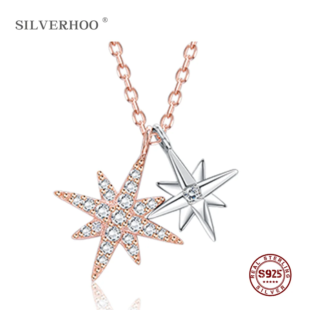 SILVERHOO, модные женские 925 пробы, серебряные ожерелья, Геометрическая подвеска, ожерелье, ювелирные изделия для женщин, аксессуары, подарок на день рождения