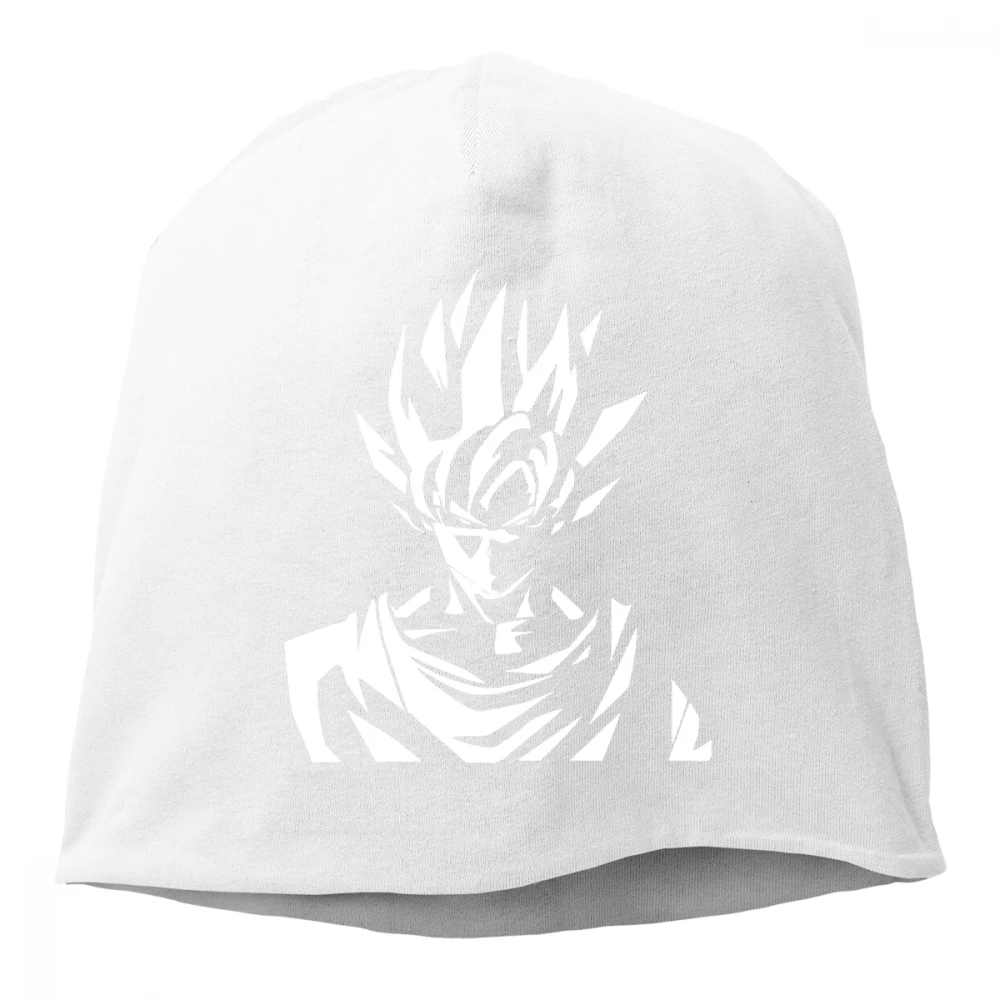 Белый Dragon Ball Z Goku принт вязанная хлопковая шапка Skullies унисекс для мужчин и женщин хеджирующая шапка весна осень уличная хип-поп шапка шапочки - Цвет: Белый
