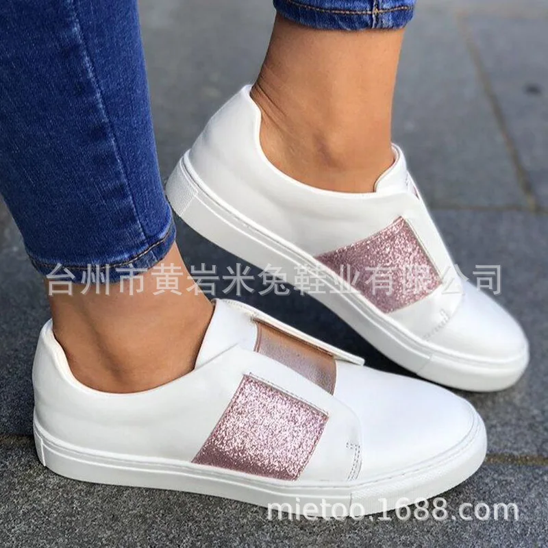 

Mixed Colors Slip-On Shallow Women's Flat Vulcanize Shoes Sweet Patchwork Elegant Spring Autumm Chunky Sneakers Shoes