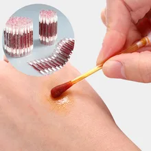 50 шт. многофункциональная дезинфицированная палочка для макияжа из дерева йод одноразовые медицинские двойные ватные палочки портативные антибактериальные