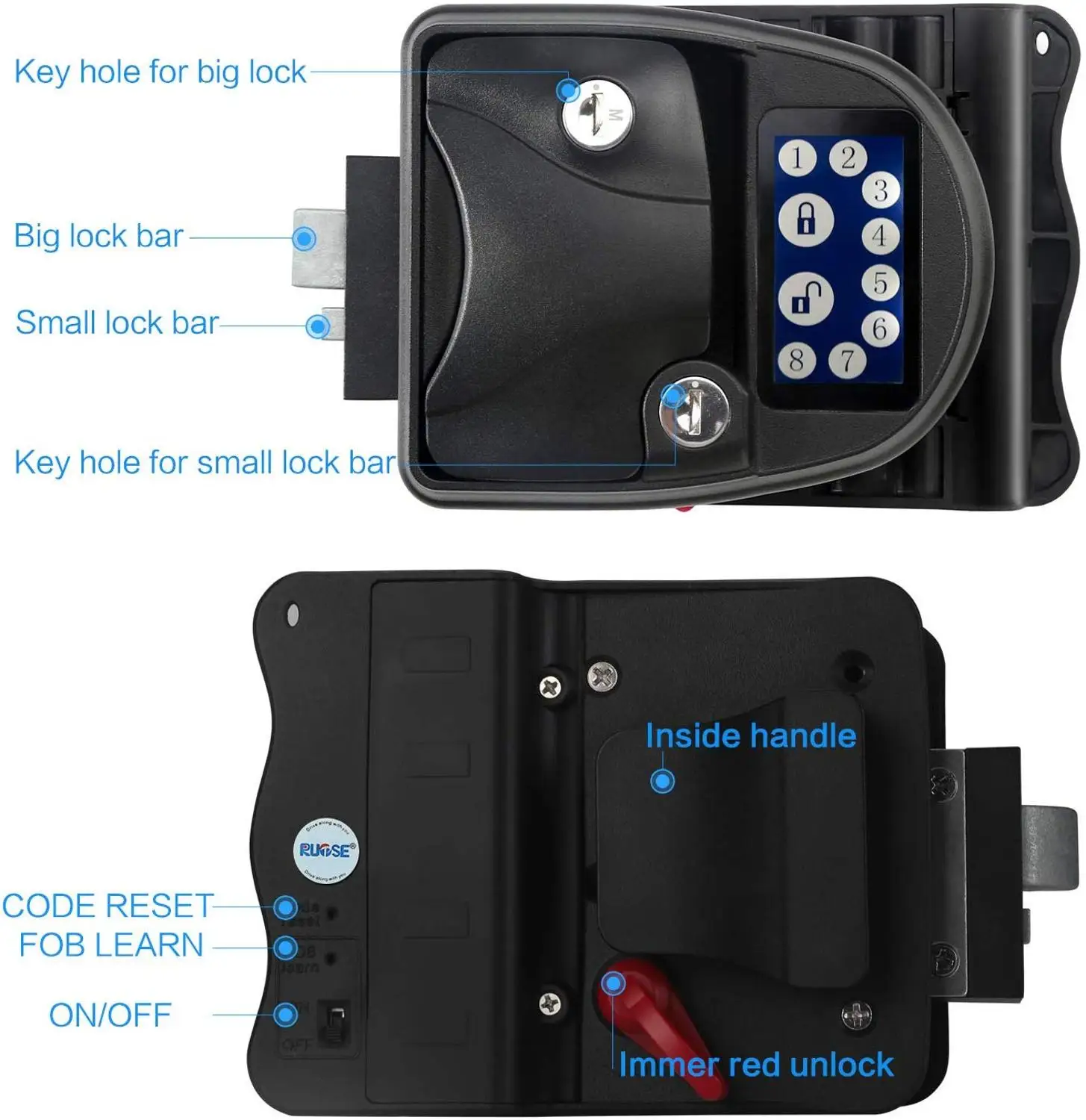 Automotive RUPSE RV Keyless Entry Door Lock Latch Handle Knob Deadbolt