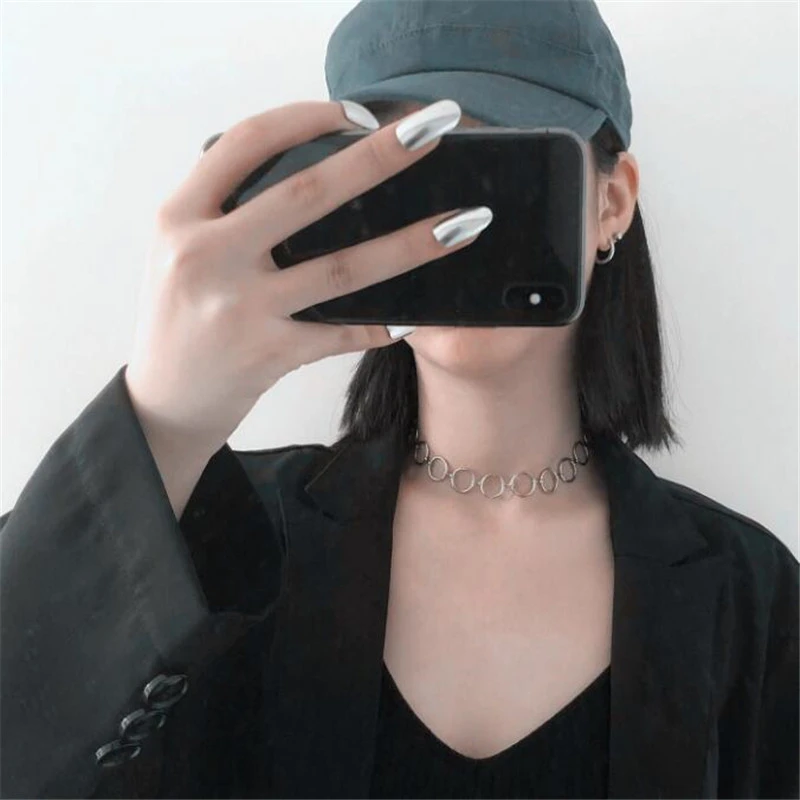 

Gothic Style Geometry Round Circle Joint Necklace Choker Women Short Necklace