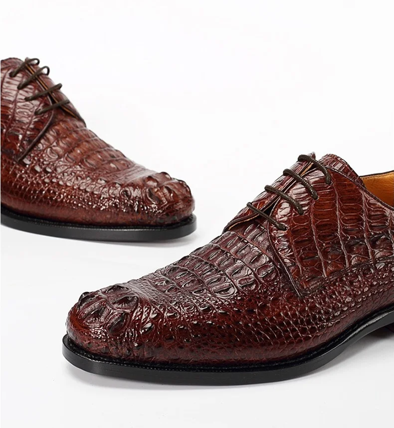 Fashion Authentic Crocodile Head Skin Men Business Dress Shoes Exotic Genuine Real Alligator Leather Handmade Male Lace-up Shoe