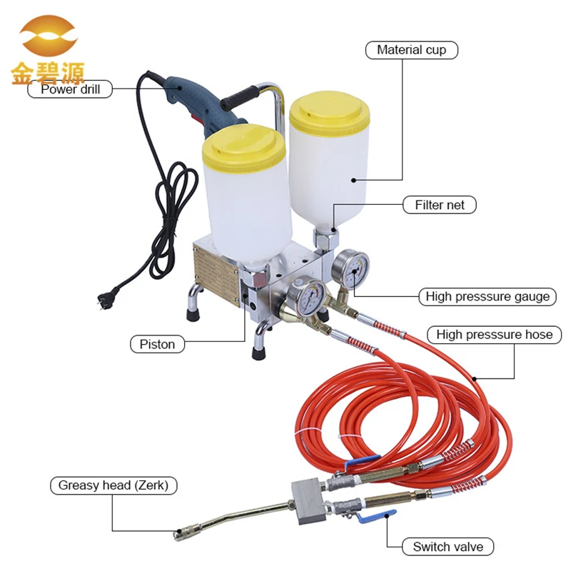 

Double liquid polyurethane injection machine for cracks