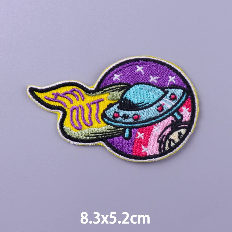 Cute Cartoon Rainbow Dinosaur Embroidery Patch Hippie Letters Animal Clothing Thermoadhesive Patches Cheap Badges DIY Applique