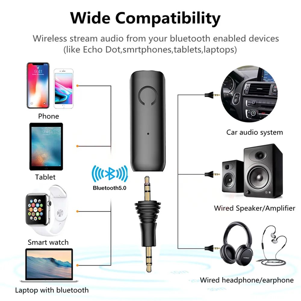 Bluetooth приемник kebidu 5 0 с поддержкой APTX LL/AAC/SBC 3 мм AUX RCA аудио беспроводной адаптер