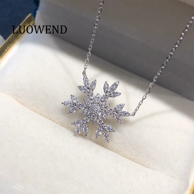 LUOWEND 100% подлинное ожерелье с подвеской из белого золота 18 К Подвеска настоящего