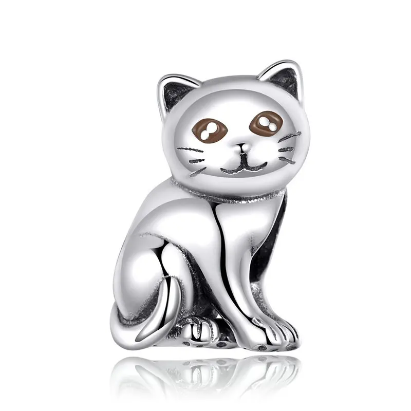 

Genuine 925 Sterling Silver Beads Cute Baby Cat Metal Charms fit Original Pandora Bracelets Women DIY Jewelry