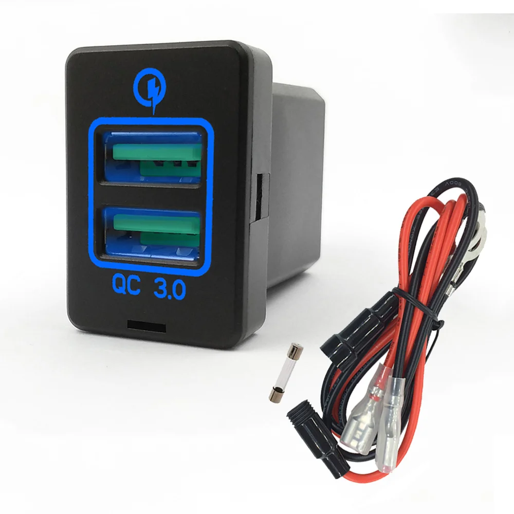 Buendeer QC3.0 автомобильное зарядное устройство розетка двойной USB порт зарядка вольт дисплей адаптер для Toyota Corolla RAV4 Ralink Prado 12-24 В
