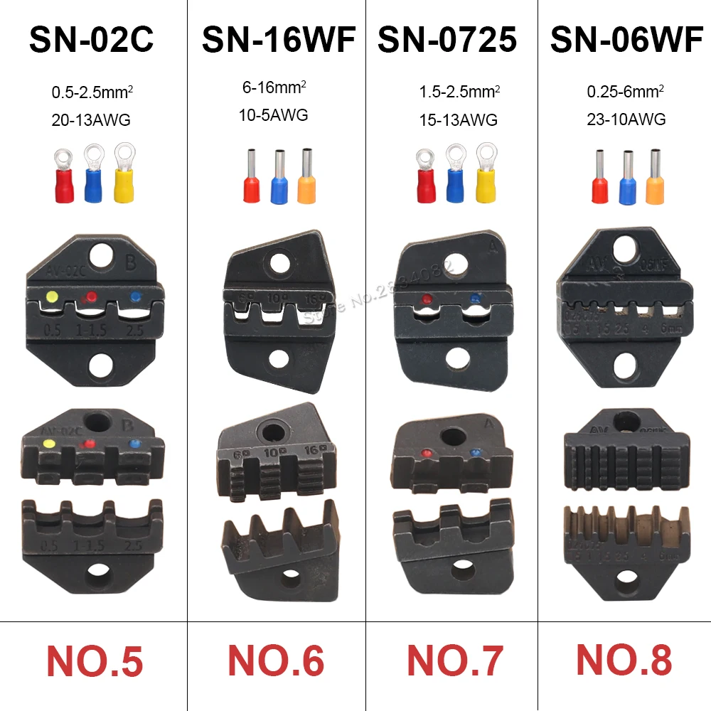 SN-2549 обжимные плоскогубцы 0,08-1 мм2 28-18AWG XH2.54/PH2.0/2510 штекер SM Tab изолированные клеммы 8 челюсти наборы 190 мм зажим инструмент наборы
