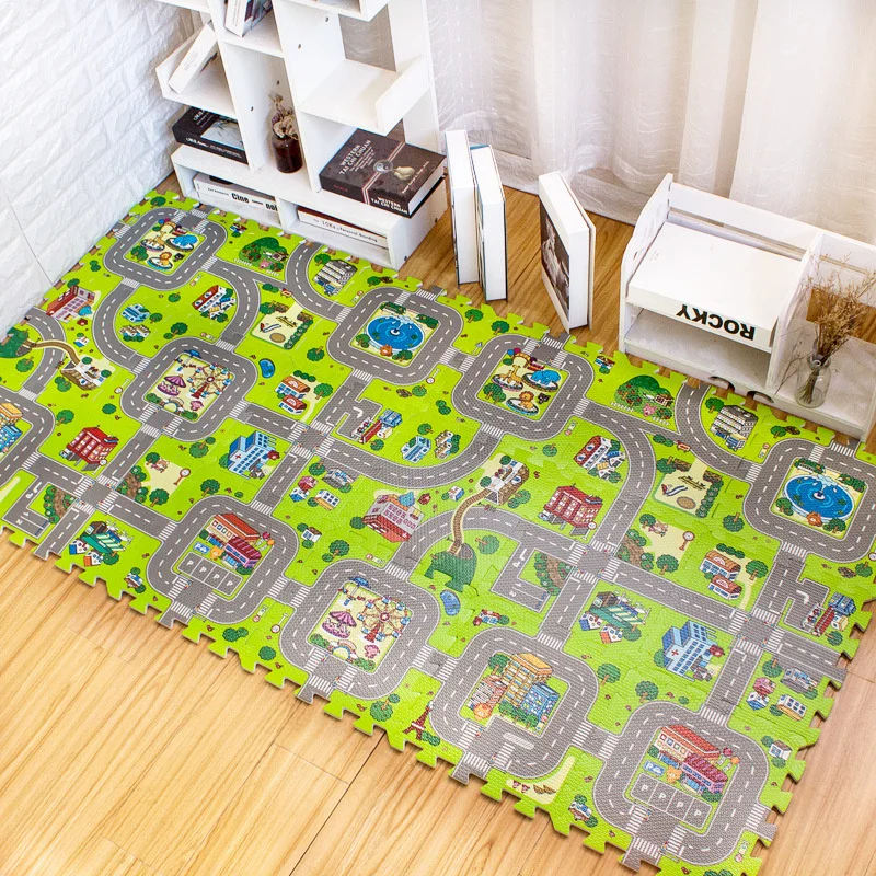 foam play mat 9pcs/Set Kids Carpet Playmat City Life Children's Educational Toys Road Traffic System Baby Play Mat EVA Kids Foam Puzzle Carpet