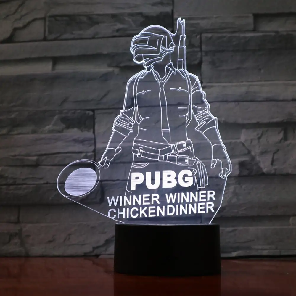 Крутая битва Royale игра PUBG Winner 3D ночник светодиодный 7 цветов Иллюзия Изменение Настольная лампа для детей подарок на день рождения Домашний декор 1024