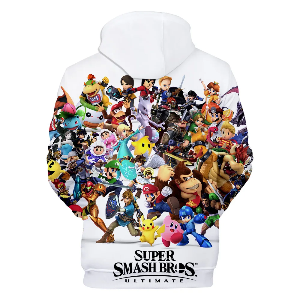 Толстовки с капюшоном для детей от 3 до 13 лет, игры Super Smash Bros. Толстовка с капюшоном и объемным рисунком; уличная куртка в стиле хип-хоп для мальчиков и девочек; детская одежда