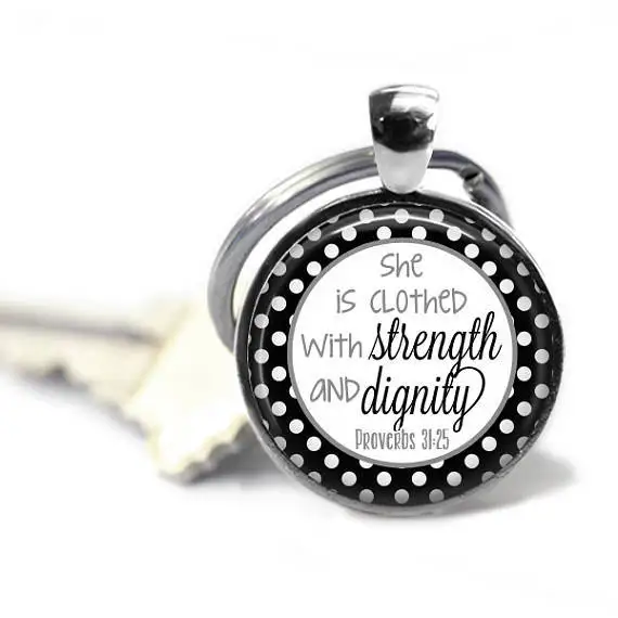 

Bible Verse Key Chain Time Stone Metal Keychains Key Ring Creative Small Gifts