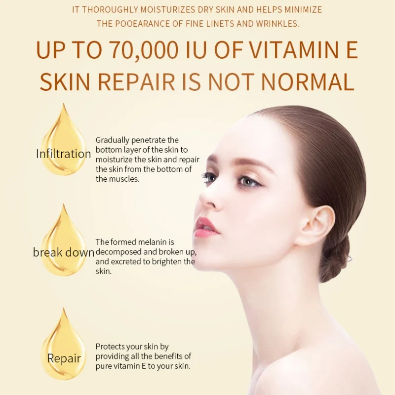 Витамин Е масло 70000IU Гиалуроновая кислота для ухода за кожей лица эссенция для лифтинга нежная антивозрастная Сыворотка от морщин Удаление лица Сыворотка