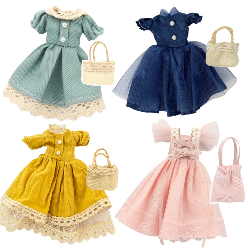 New Doll's Clothes Accessories Outfit For 10 12 Inch 1/6 Lean Body Beauty Multicolor Dress Skirt Wear With Handbag Girls Gift living dolls