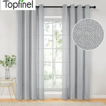 

Topfinel Linen Curtains for Living Room Bedroom Window Decoration Cotton Linen Weave Texture Treatments White Cortina Nordic