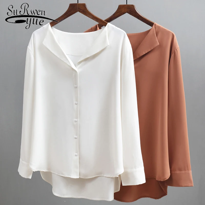

Autumn Chiffon Solid Blouse Women Long Sleeve Loose Button Women Blouse New Women Tops blusas mujer de moda 2019 5134 50