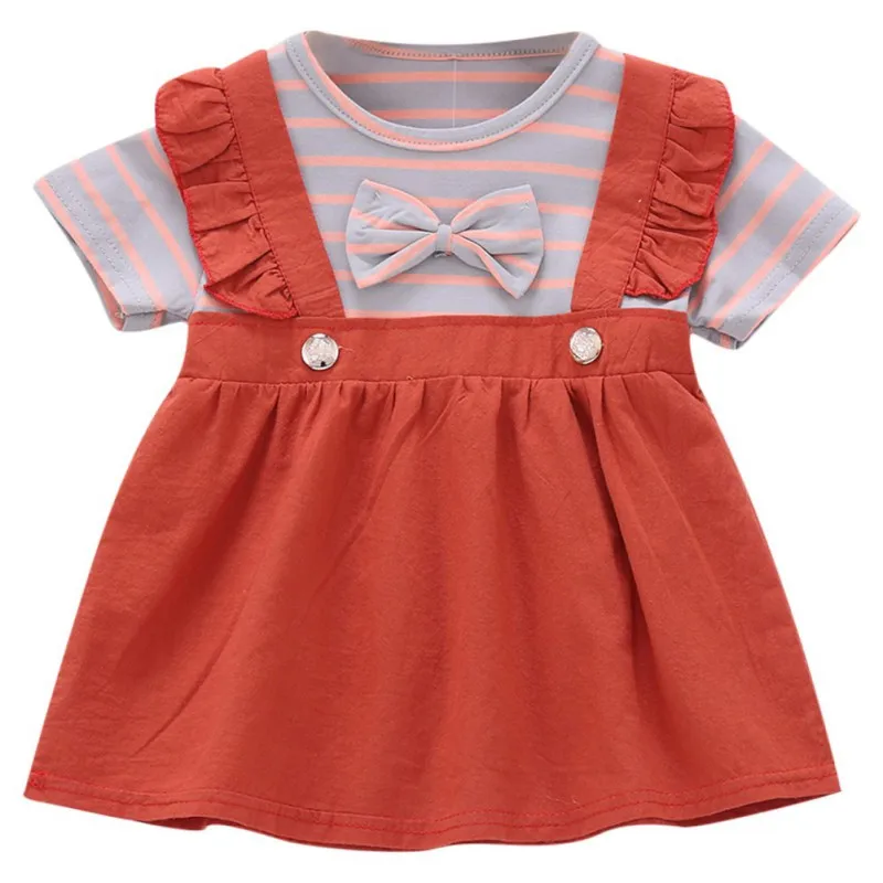 

Summer Girly Cute Bow Pattern Short-sleeved Five-pointed Star Gauze Stitching Baby girl Dress