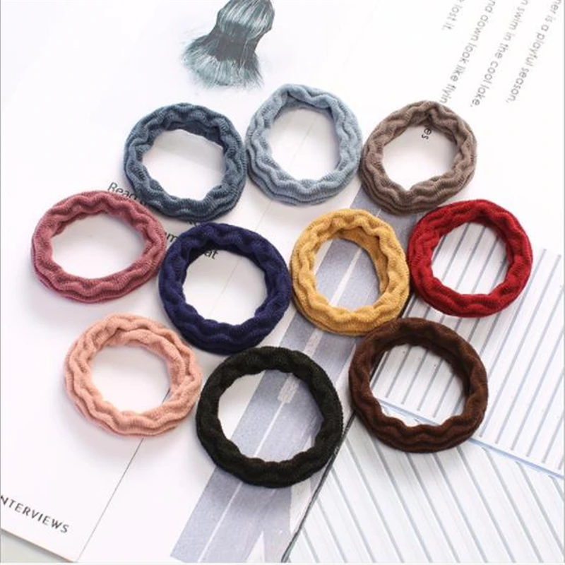 1Pcs Korea Hair Rope Female High Elastic Tie-head Rubber Band Simple Headband Black Seamless Canned Towel Hair Ring