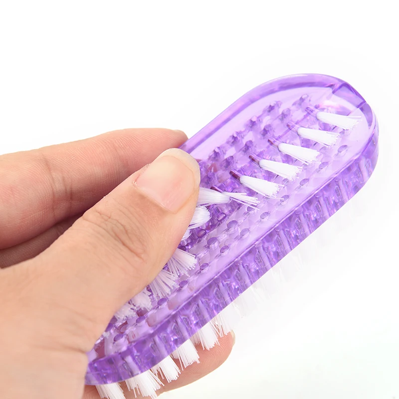 1pc Nail Cleaning Brush Plastic Nail Cleaning Scrubbing Brush Double Sided Hand Nail Brush Cleaner Random Color